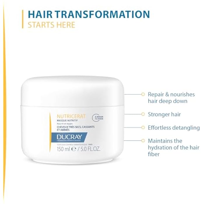 Ducray Nutricerat Intense Nutrition Mask 150ml |Repairs Dry, Frizzy, Damaged and Brittle hair I Hair Mask for Intense Nutrition, Volume, Strengthening and Protection I Maintains Hydration Deep Down - Image 2